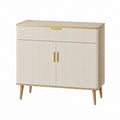 Sideboard mit 2 Türen und 1 Schublade Elfenbein MDF Eichenholzdekor rechteckig 90 x 40 x 90 cm
