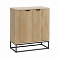 Sideboard Eicheoptik mit 2 Türen geriffelter Front und Stahlgestell 80 x 40 x 100 cm