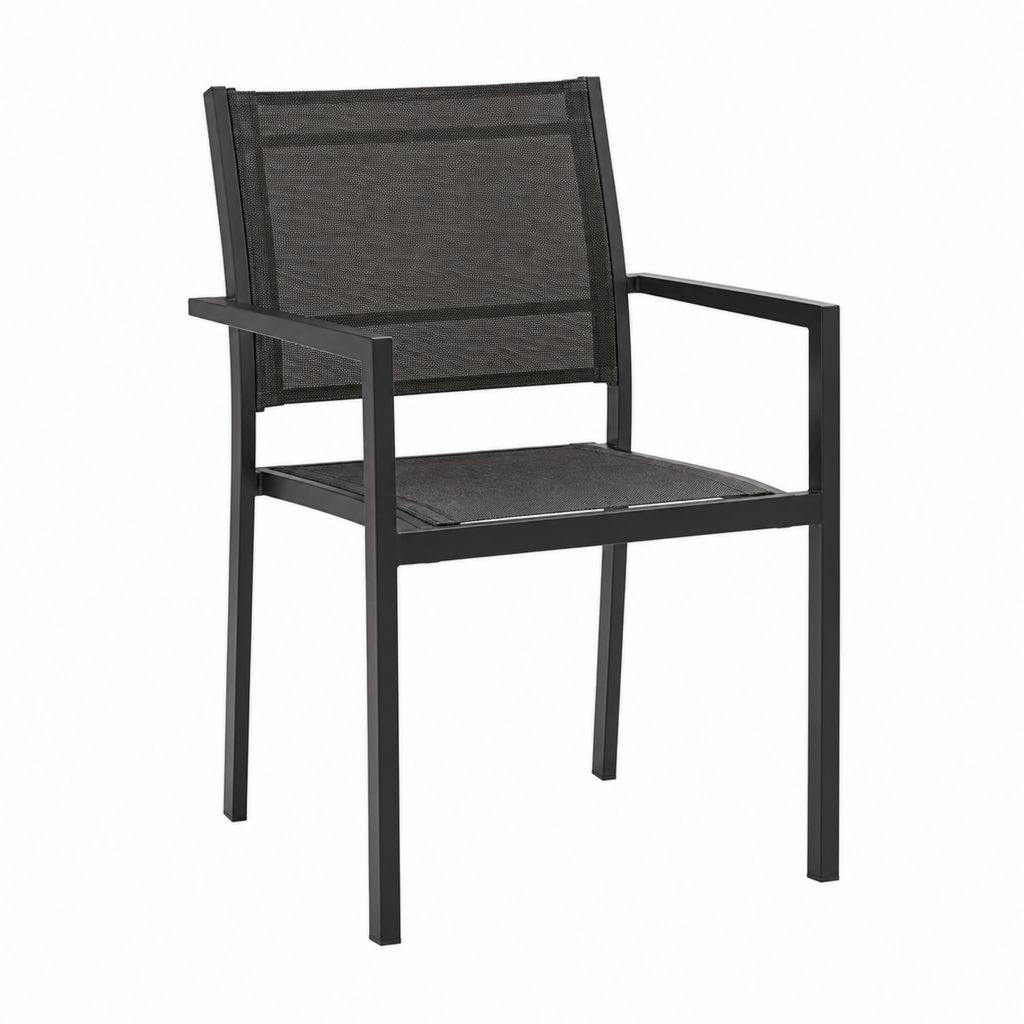 Gartenstuhl Schwarz Aluminium Textilene Rechteckig 55 x 65 x 92 cm