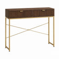 Konsolentisch mit 2 Schubladen Dunkelbraun Gold MDF und Stahl 100 x 35 x 80 cm