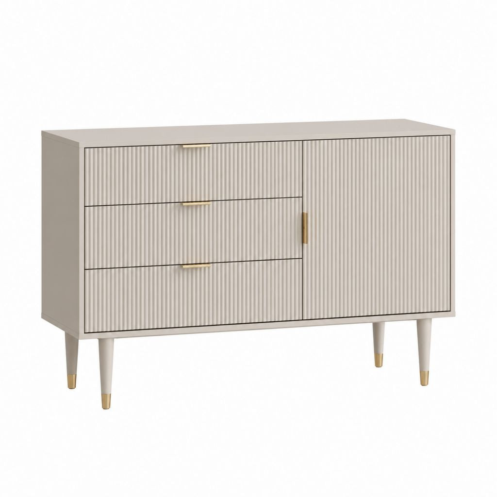 Sideboard Beige MDF rechteckig mit 3 Schubladen und 1 Tür 120 x 40 x 80 cm