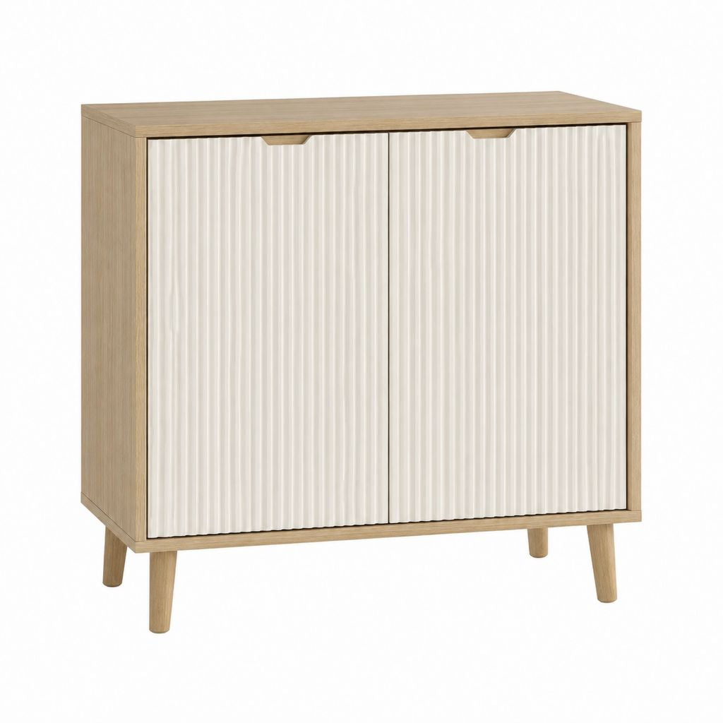 Sideboard mit 2 Türen Naturweiß aus MDF rechteckig 80 x 40 x 90 cm
