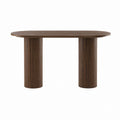 Konsolentisch dunkelbraun aus MDF mit Walnussfurnier oval 140 x 40 x 80 cm