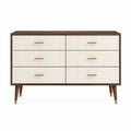 Sideboard mit 6 Schubladen Nussbaum Creme MDF rechteckig 120 x 40 x 80 cm