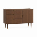 Sideboard Nussbaum MDF rechteckig mit 3 Schubladen und 2 Türen 160 x 45 x 85 cm