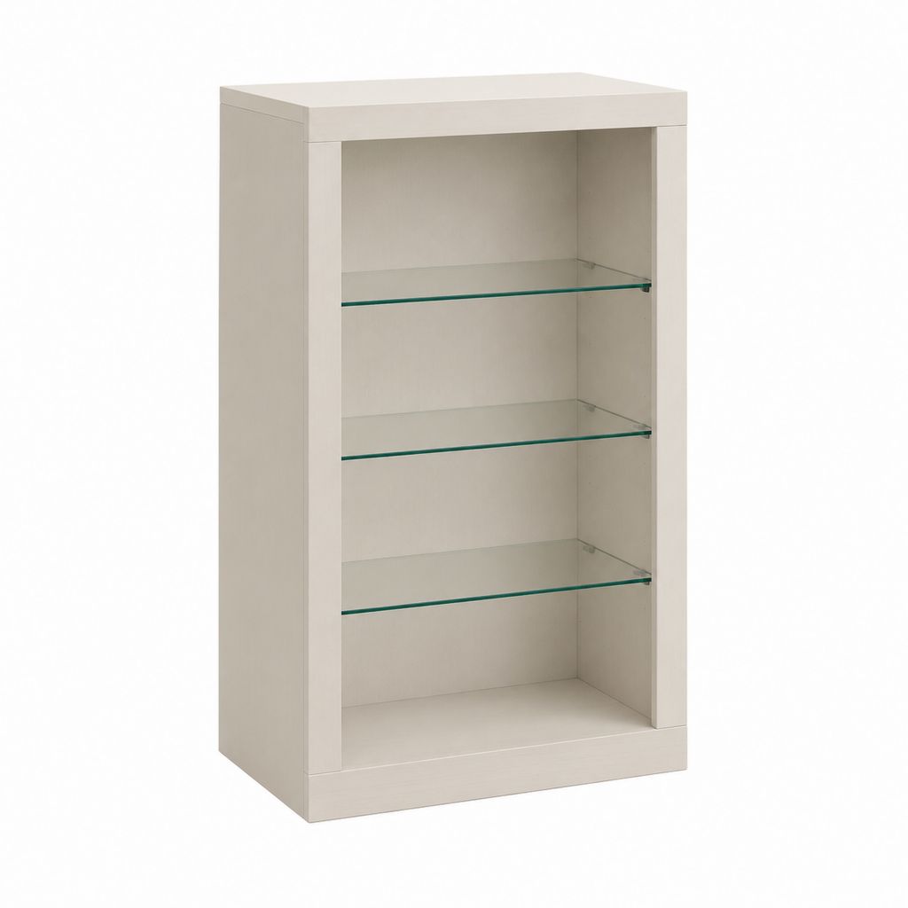 Vitrinenschrank cremeweiß aus MDF und Glas 80 x 40 x 160 cm mit 3 Glasböden