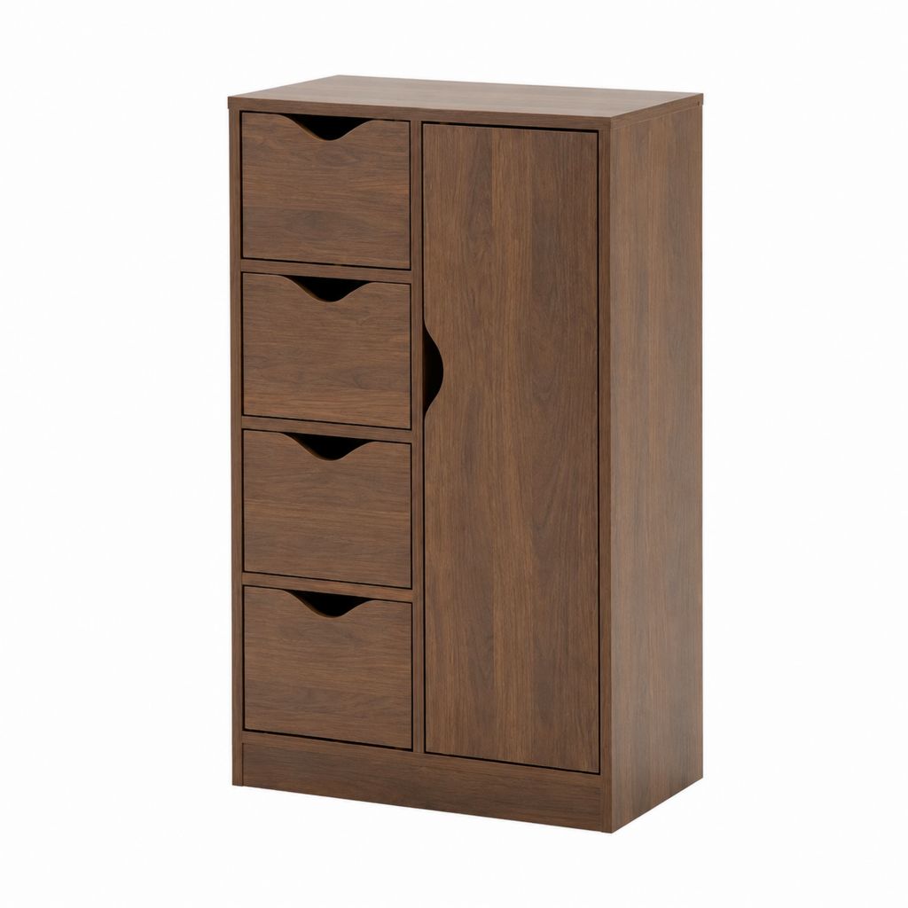 Sideboard mit 4 Schubladen und 1 Tür Walnussfurnier rechteckig 60 x 35 x 120 cm