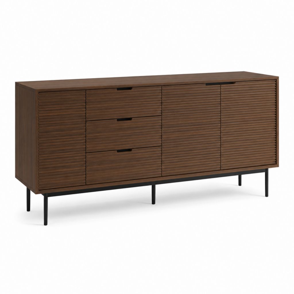 Sideboard Nussbaumfarben MDF Rechteckig 180 x 45 x 80 cm mit 3 Schubladen und 3 Türen