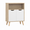 Sideboard mit 2 Türen und offenem Fach Weiß Eiche-Dekor 80 x 40 x 100 cm