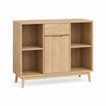 Sideboard Eichefarben aus Spanplatte mit 1 Tür 1 Schublade und offenen Fächern 100 x 40 x 90 cm