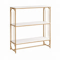 Konsolentisch mit 3 Ablagen Weiß Gold Stahl MDF rechteckig 100 x 30 x 100 cm