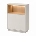 Sideboard Highboard Weiß MDF mit Eichenfurnier 80 x 40 x 120 cm