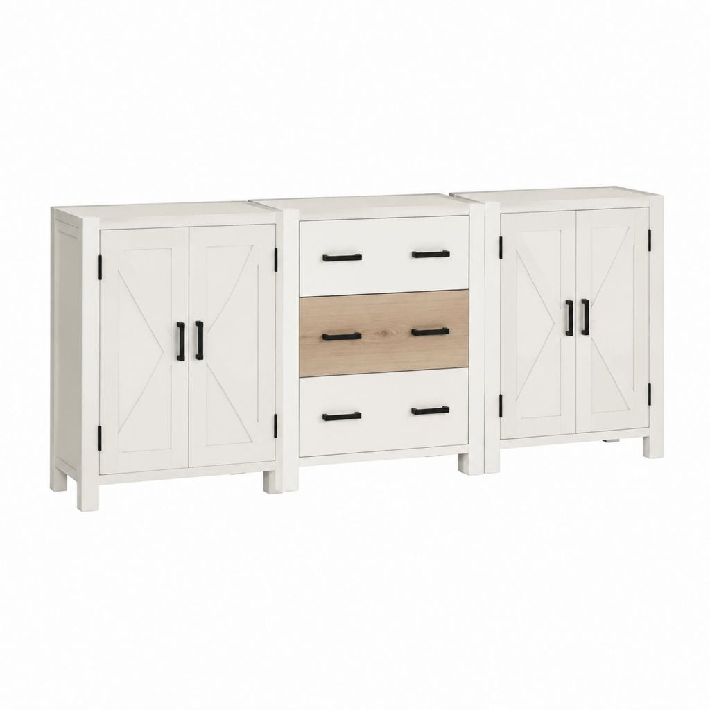 Sideboard Set 3-teilig Weiß MDF rechteckig 180 x 40 x 90 cm
