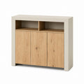 Sideboard mit 3 Türen und 2 offenen Fächern Beige Eiche MDF Eichenfurnier rechteckig 120 x 40 x 120 cm