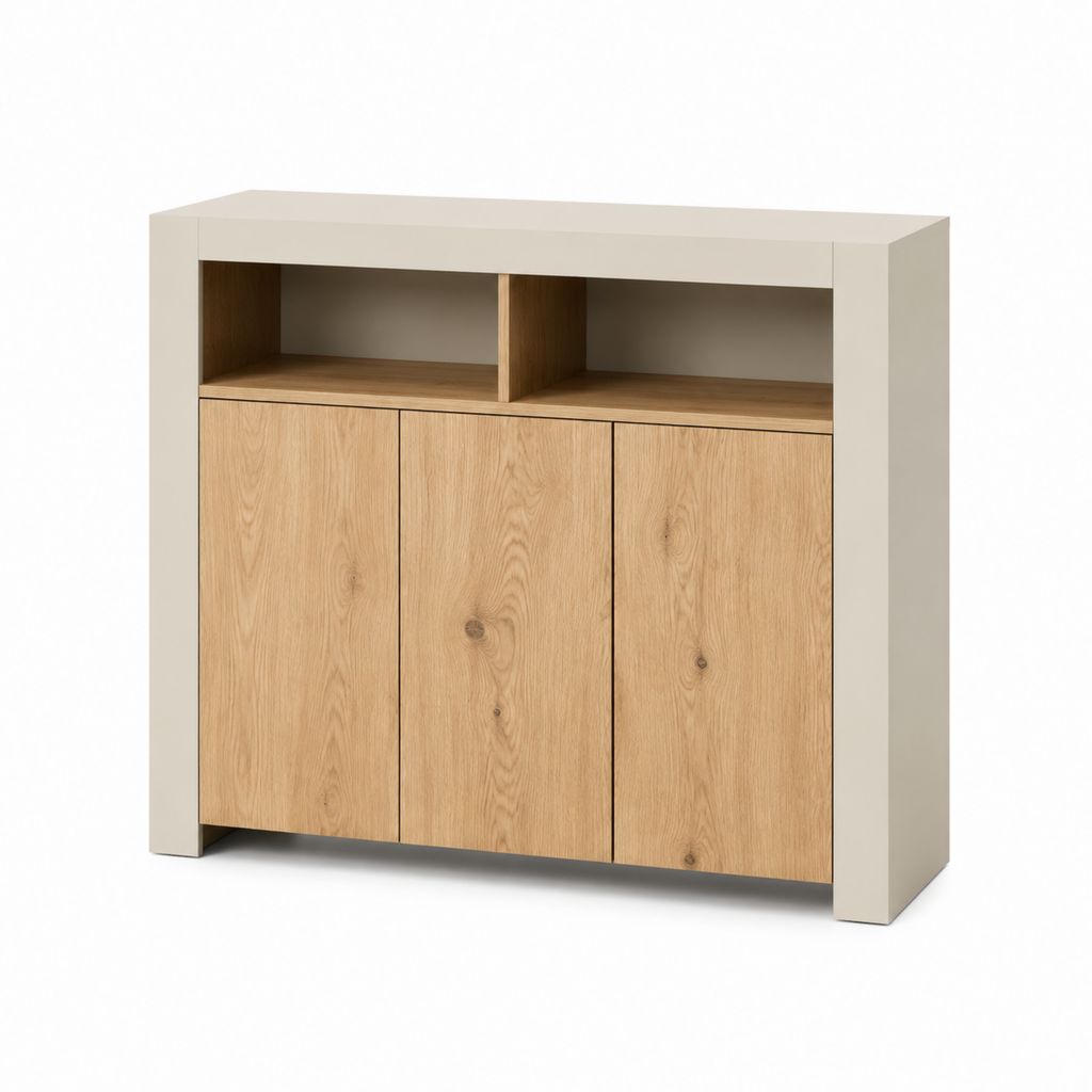 Sideboard mit 3 Türen und 2 offenen Fächern Beige Eiche MDF Eichenfurnier rechteckig 120 x 40 x 120 cm