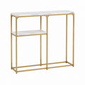 Konsolentisch Gold Stahl mit Marmoroptik rechteckig 100 x 35 x 80 cm mit Ablage