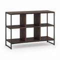 Sideboard mit 6 offenen Fächern dunkelbraun schwarze Stahlrahmen 120 x 40 x 90 cm