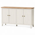 Sideboard Weiß mit Eichenfurnier und 4 Türen 120 x 40 x 80 cm