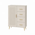 Sideboard mit 4 Schubladen und Tür Creme MDF 80 x 40 x 120 cm
