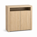 Sideboard Eiche Natur Spanplatte rechteckig 80 x 40 x 100 cm mit 2 Türen und offenem Fach