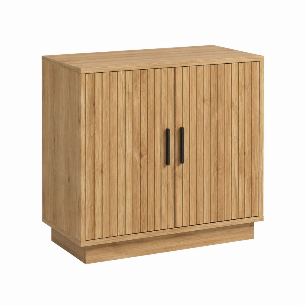 Sideboard Eiche Natur MDF mit Eichenfurnier rechteckig 80 x 40 x 100 cm